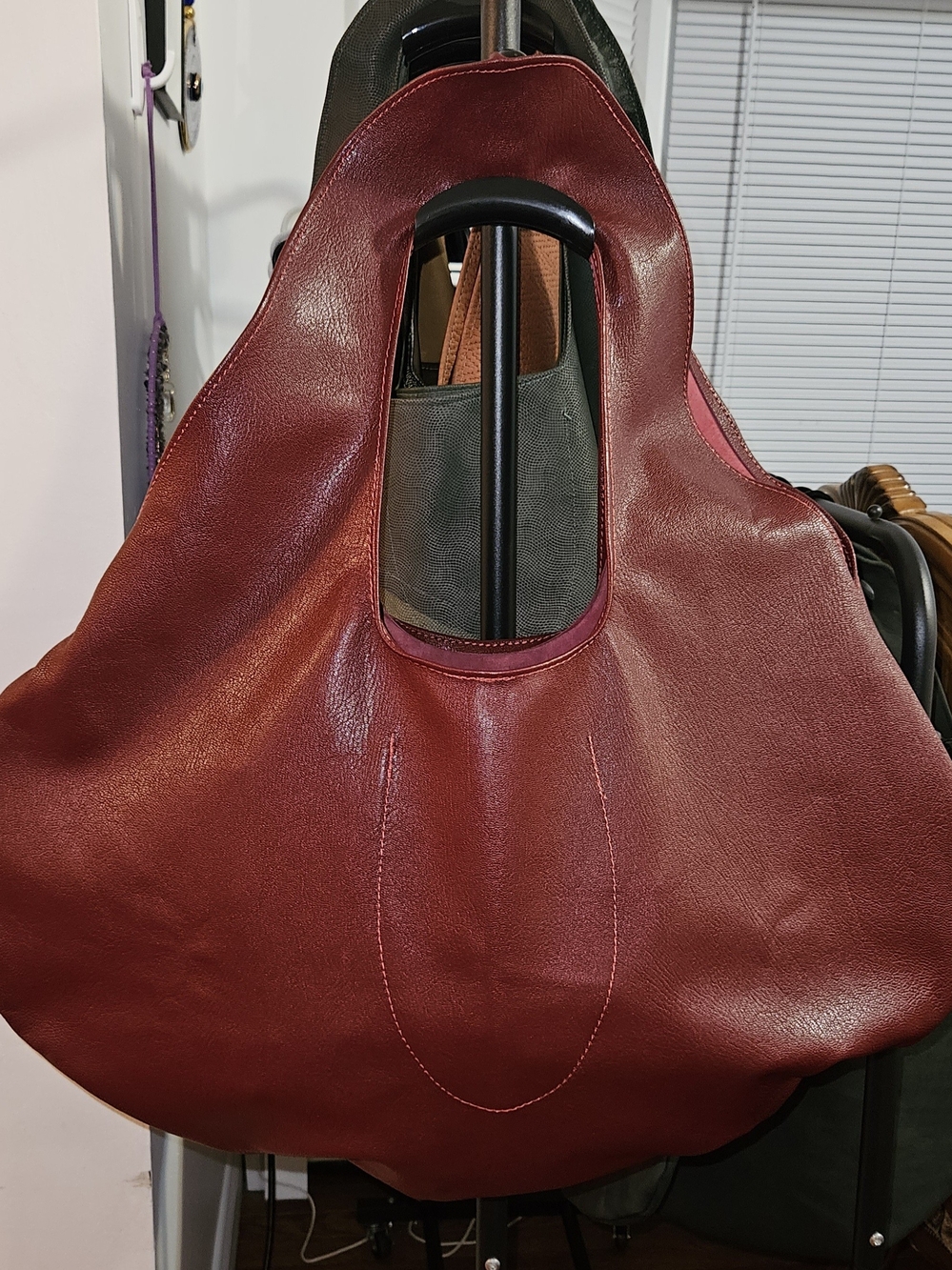 Classic Women's Leather Tote Bag in Deep Red